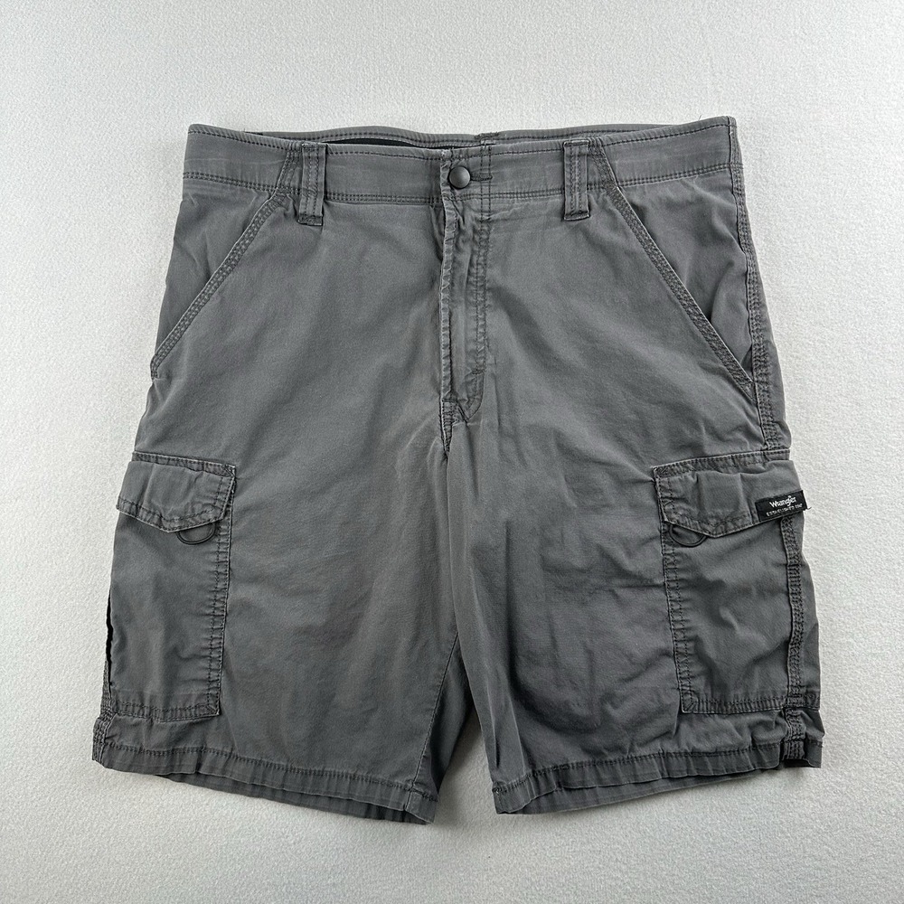 Wrangler Men's Gray Outdoor Cargo Flexible Hike Camp Shorts Size 32